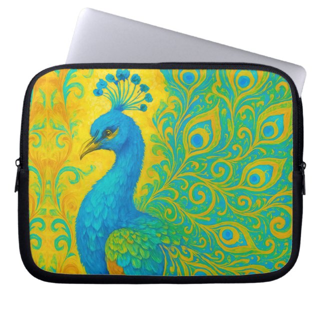 Elegante Türkis Peacock Bird Decorative Laptopschutzhülle (Vorderseite)