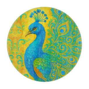 Elegante Türkis Peacock Bird Decorative Schneidebrett