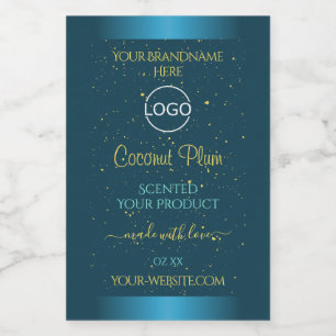 Elegante Türkis Produktetiketten Gold Soft Glitter Lebensmitteletikett