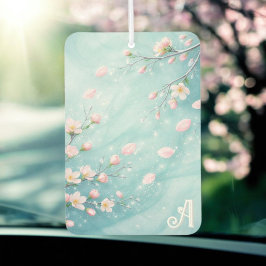Elegante Türkis Rosa Kirschblüten-Initialen  Autolufterfrischer