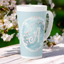 Elegante Türkis Rosa Kirschblüten-Initialen 