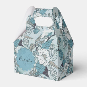 Elegante Türkis- und Weiße Floral-Giebel-Geschenkb Geschenkschachtel