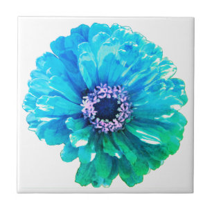 Elegante Türkisblaue Blume, floral, Gänseblümchen Fliese