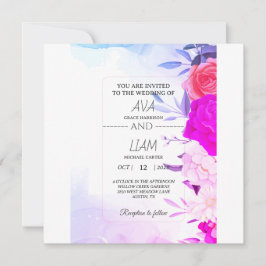 Elegante Türkisblaue Florale Wasserfarbe Hochzeit  Save The Date