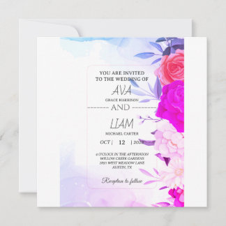 Elegante Türkisblaue Florale Wasserfarbe Hochzeit Save The Date