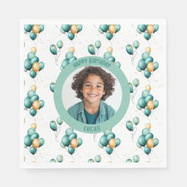 Elegante Türkisblaue Luftballons Foto Serviette