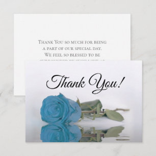 Elegante Türkisblaue Rose Einfache Hochzeit Dankeskarte