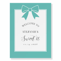 Elegante Türkisblaue Schleife Sweet 16 Geburtstags