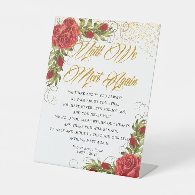 Elegante türkische Rote Rosen Begräbnisgedicht Sockelschild (Vorderseite)