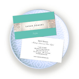 Elegante türkisfarbene IMITATE Silver Sequin Monog Visitenkarte