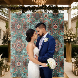 Elegante türkisfarbene Kupfer-Blume Wandteppich