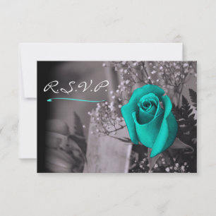 Elegante türkisfarbene Rose auf Warm Gray UAWG RSVP Karte