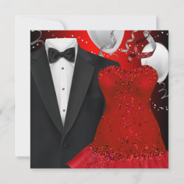 Elegante Tuxedo und Red Dress Holiday Party Einladung