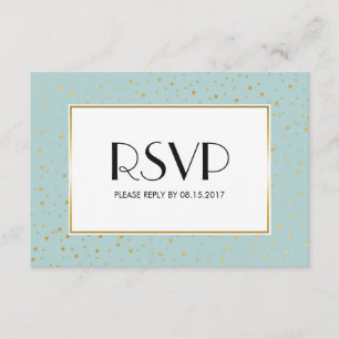 Elegante Twinkle Stars Pastel Mint Gold UAWG RSVP Karte