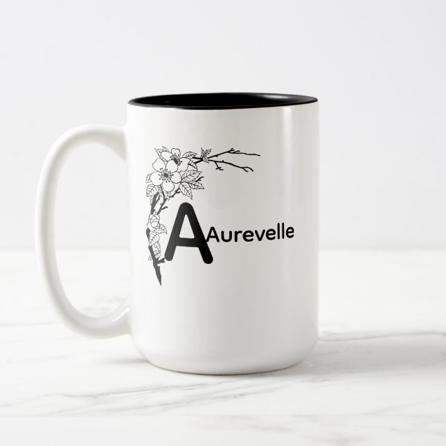 Elegante TwoTone-Tasse mit Aurevelle Floral Design Zweifarbige Tasse (Links)
