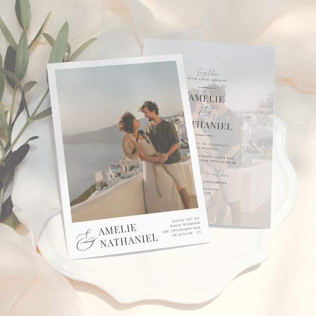 Elegante Typografie 2 Verlobungen Fotos Hochzeit Einladung (Von Creator hochgeladen)