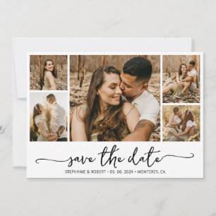 Elegante Typografie 5 Foto Collage Wedding Save The Date