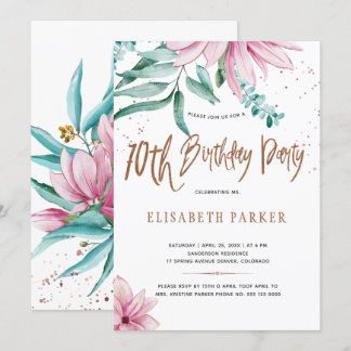 Elegante Typografie 70. Blumengeburtsfeier Einladung