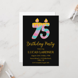 Elegante Typografie 75. Geburtstagseinladungen Einladung