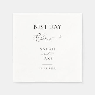Elegante Typografie: BEST DAY JE Hochzeit Serviette