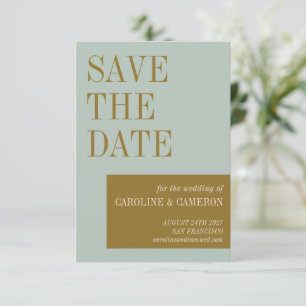 Elegante Typografie Blue Olive Gold Hochzeit Save The Date