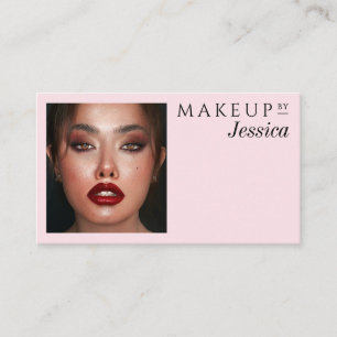 Elegante Typografie Blush-Pink-Foto-Make-up Visitenkarte