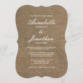 Elegante Typografie Burlap Wedding Einladung