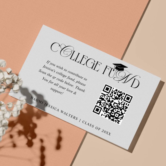 Elegante Typografie Collage Fonds QR CODE Abschlus Begleitkarte (Von Creator hochgeladen)
