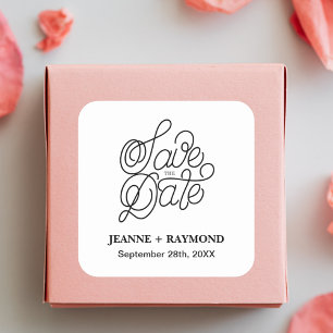 Elegante Typografie Custom Wedding Save the Date Quadratischer Aufkleber