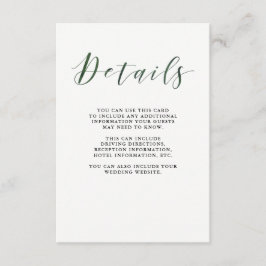 Elegante Typografie | Deep Green Guest Details Begleitkarte