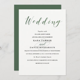 Elegante Typografie | Deep Green Wedding Einladung