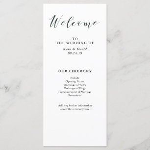 Elegante Typografie   Deep Green Wedding Program Programm