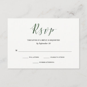 Elegante Typografie   Deep Green Wedding RSVP