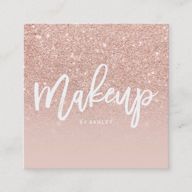 Elegante Typografie des Make-upkünstlers erröten Quadratische Visitenkarte (Vorderseite)