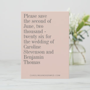 Elegante Typografie Dusty Blush Moderne Hochzeit Save The Date
