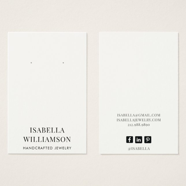 Elegante Typografie Earring Juwelry Display Card (Vorne & Hinten)