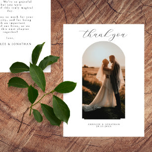 Elegante Typografie Einfache Hochzeitsfoto-Dankesc Dankeskarte