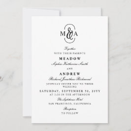 Elegante Typografie Et-Zeichen Monogramm Hochzeit Einladung
