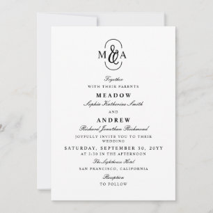 Elegante Typografie Et-Zeichen Monogramm Hochzeit Einladung