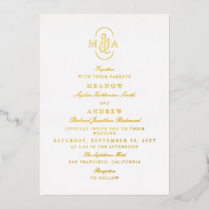 Elegante Typografie Et-Zeichen Monogramm Hochzeit Folieneinladung