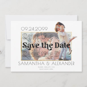 Elegante Typografie Foto-Collage Budget-Hochzeit Save The Date