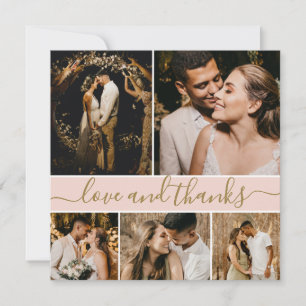 Elegante Typografie Foto Collage Wedding Dankeskarte