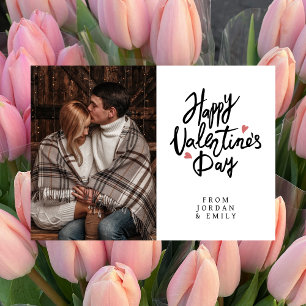 Elegante Typografie Frohen Valentinstag 1 Foto Feiertagskarte