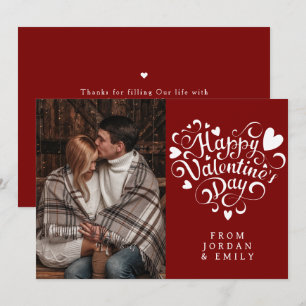 Elegante Typografie Frohen Valentinstag 1 Foto Feiertagskarte