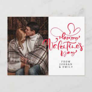 Elegante Typografie Frohen Valentinstag 1 Foto Feiertagspostkarte