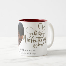 Elegante Typografie Frohen Valentinstag 1 Foto Zweifarbige Tasse
