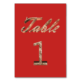 Elegante Typografie Gold Table Card Nummer 1 Tischnummer
