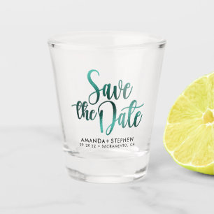 Elegante Typografie-Hochzeit speichert das Datum Schnapsglas
