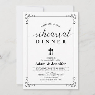 Elegante Typografie Hochzeitsprobe-Dinner-Karte Einladung