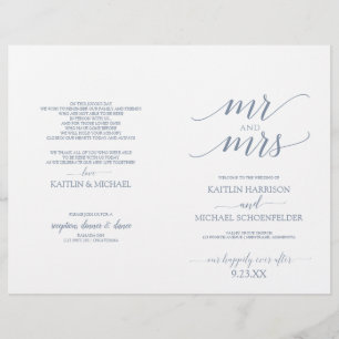 Elegante Typografie Hochzeitsprogramme Dusty Blue 
